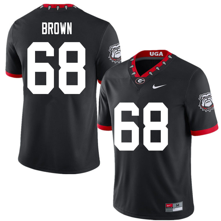 2020 Men #68 Chris Brown Georgia Bulldogs Mascot 100th Anniversary College Football Jerseys Sale-Bla